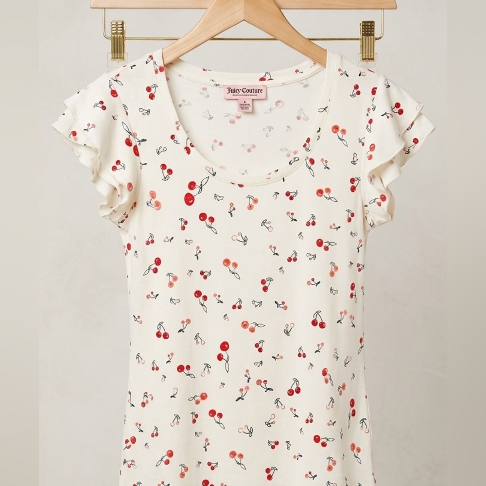 Juicy Couture Cherry Print Short Sleeve Tee Xs